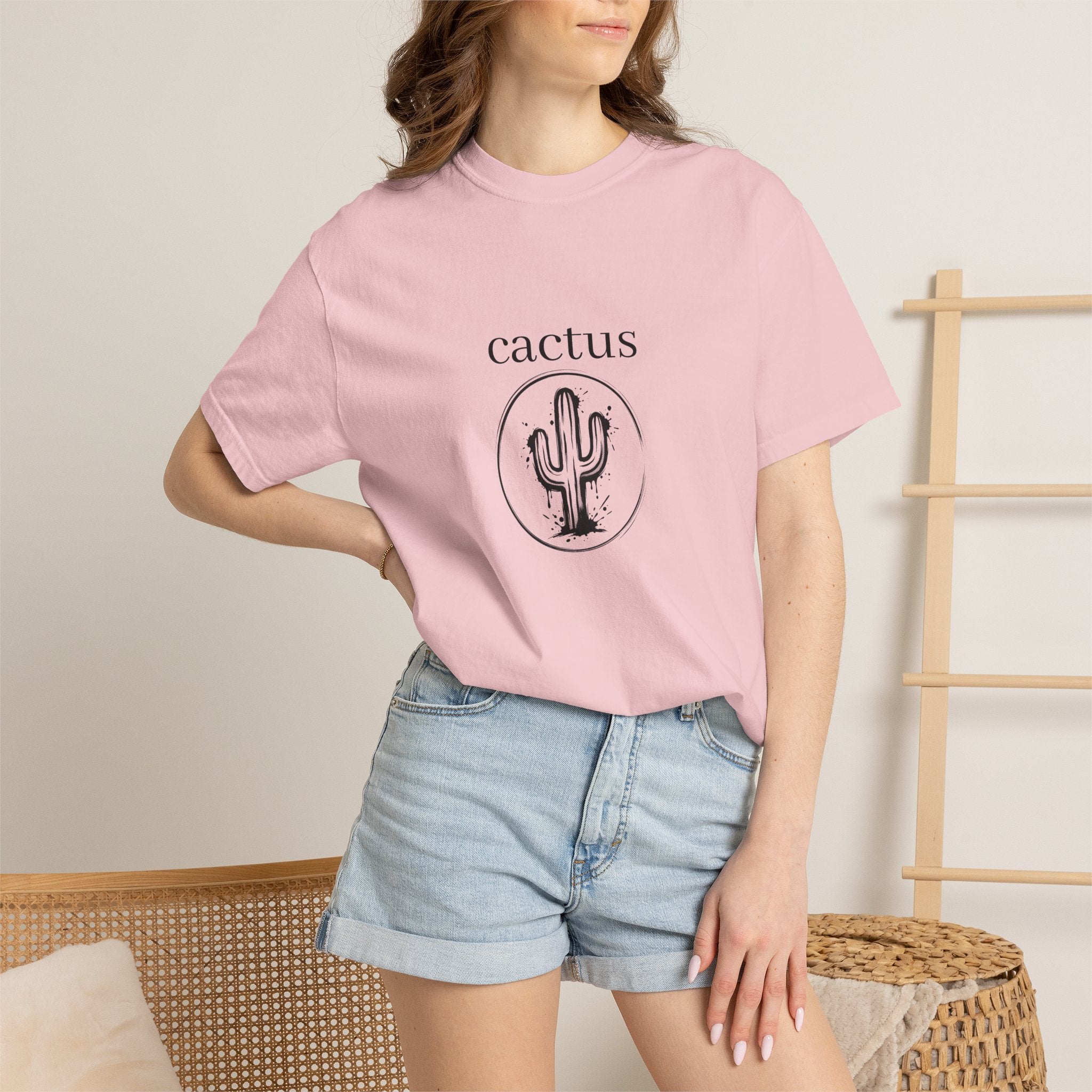 Cactus Graphic T-Shirt — Minimal Desert Tee with 'cactus' Text