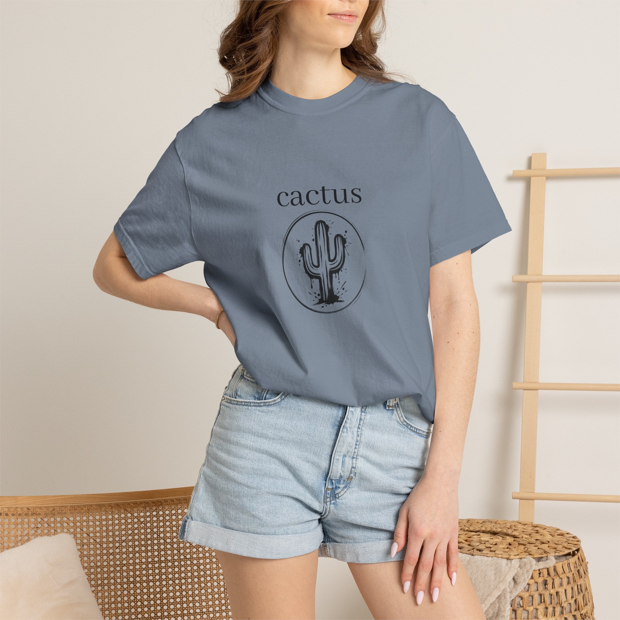 Cactus Graphic T-Shirt — Minimal Desert Tee with 'cactus' Text