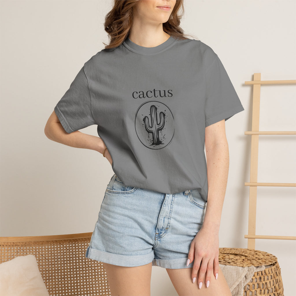 Cactus Graphic T-Shirt — Minimal Desert Tee with 'cactus' Text