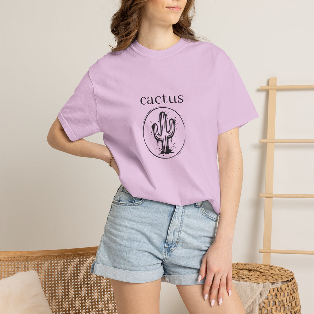 Cactus Graphic T-Shirt — Minimal Desert Tee with 'cactus' Text