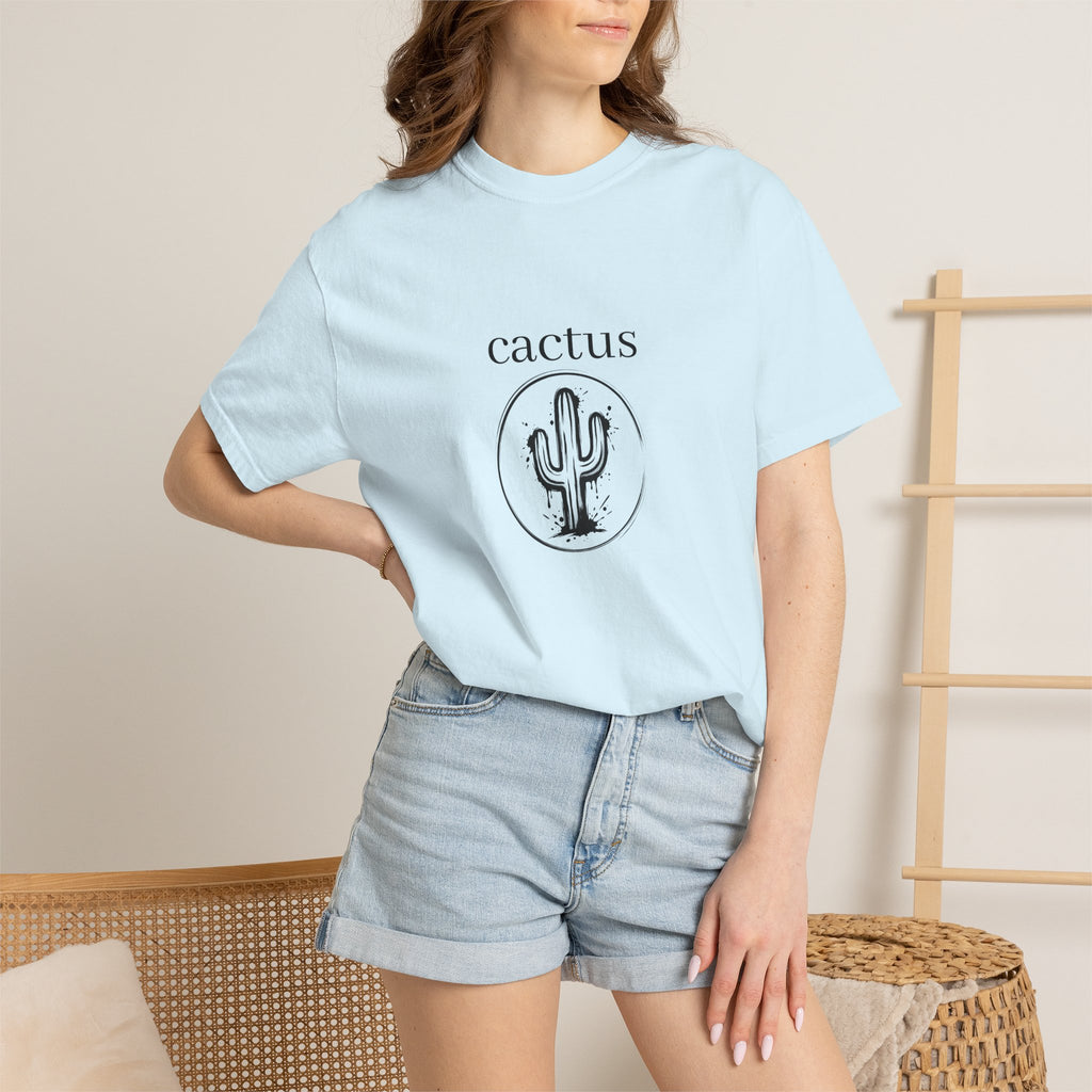 Cactus Graphic T-Shirt — Minimal Desert Tee with 'cactus' Text