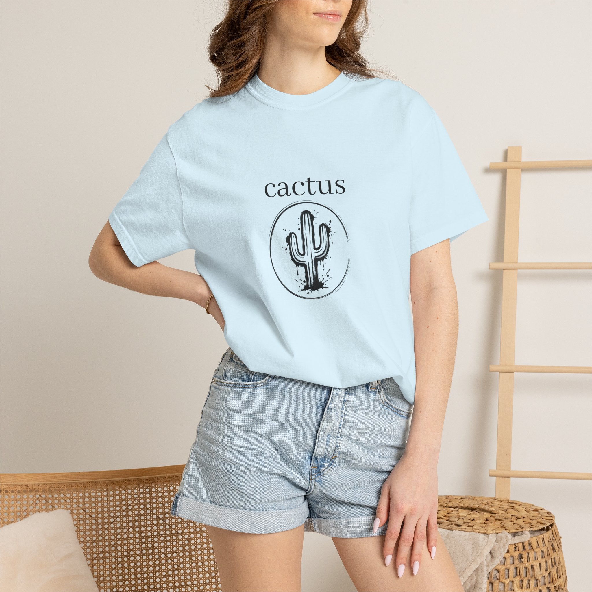 Cactus Graphic T-Shirt — Minimal Desert Tee with 'cactus' Text