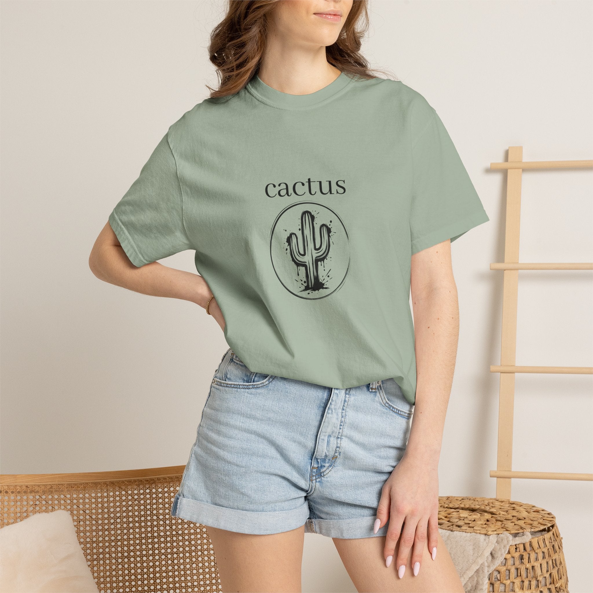 Cactus Graphic T-Shirt — Minimal Desert Tee with 'cactus' Text