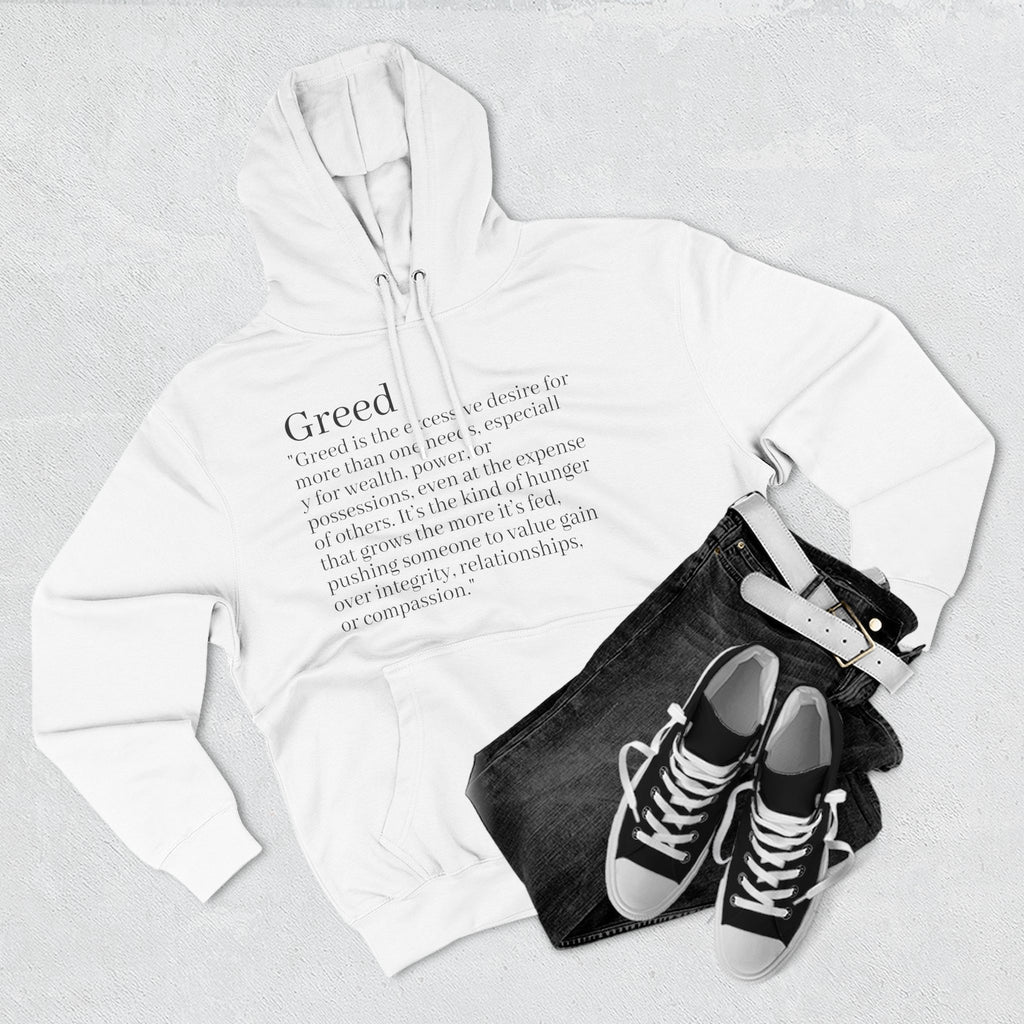 Hoodie — Minimal 'Greed' Definition Fleece Pullover