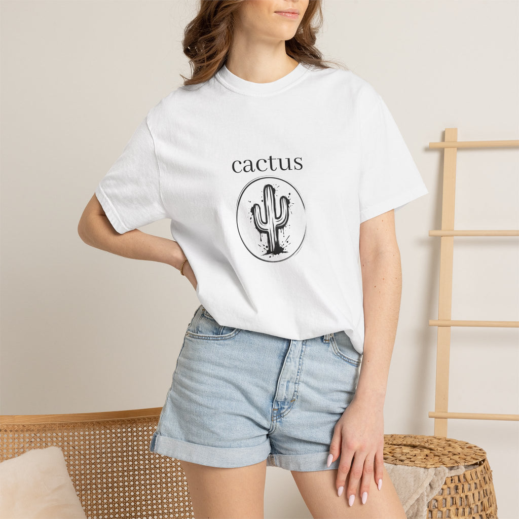 Cactus Graphic T-Shirt — Minimal Desert Tee with 'cactus' Text