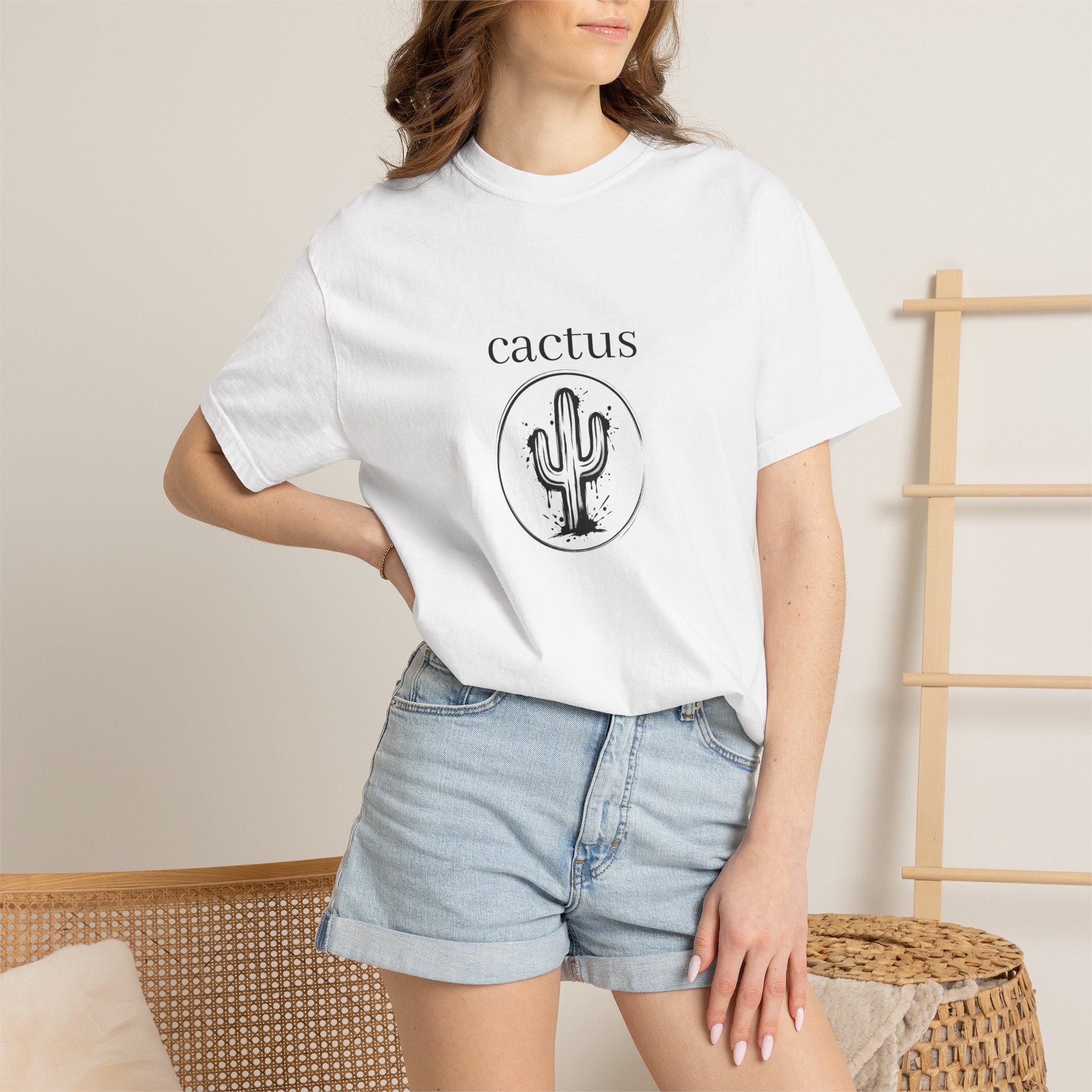 Cactus Graphic T-Shirt — Minimal Desert Tee with 'cactus' Text
