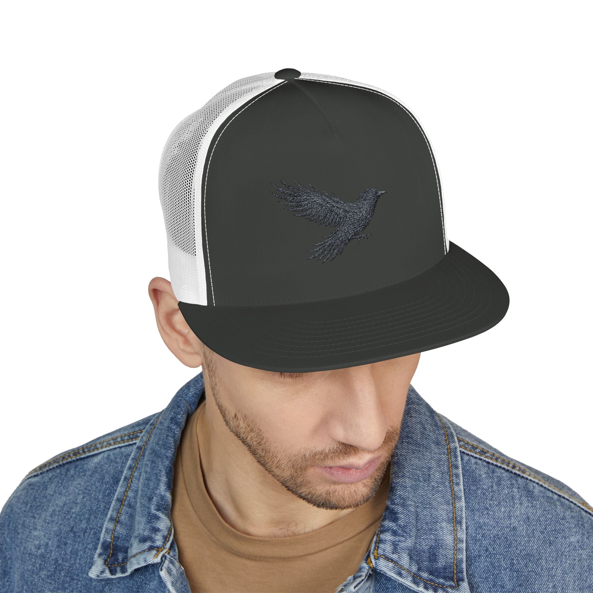 Embellished Dove Trucker Cap — Sparkle Bird Mesh Hat
