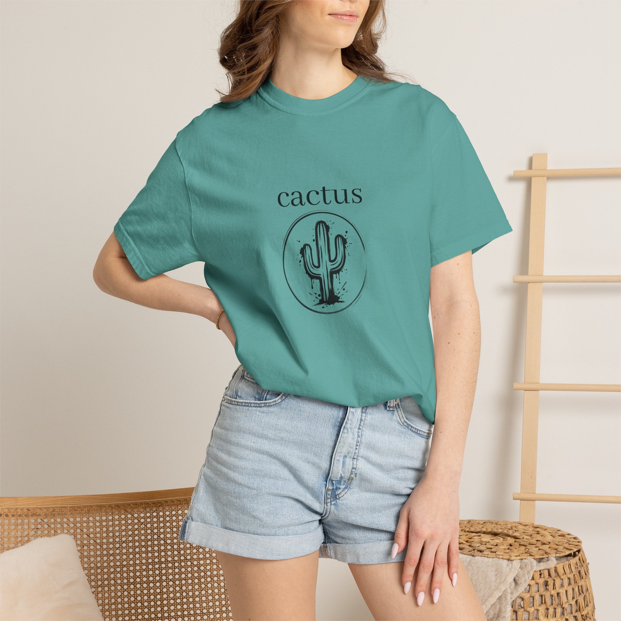 Cactus Graphic T-Shirt — Minimal Desert Tee with 'cactus' Text