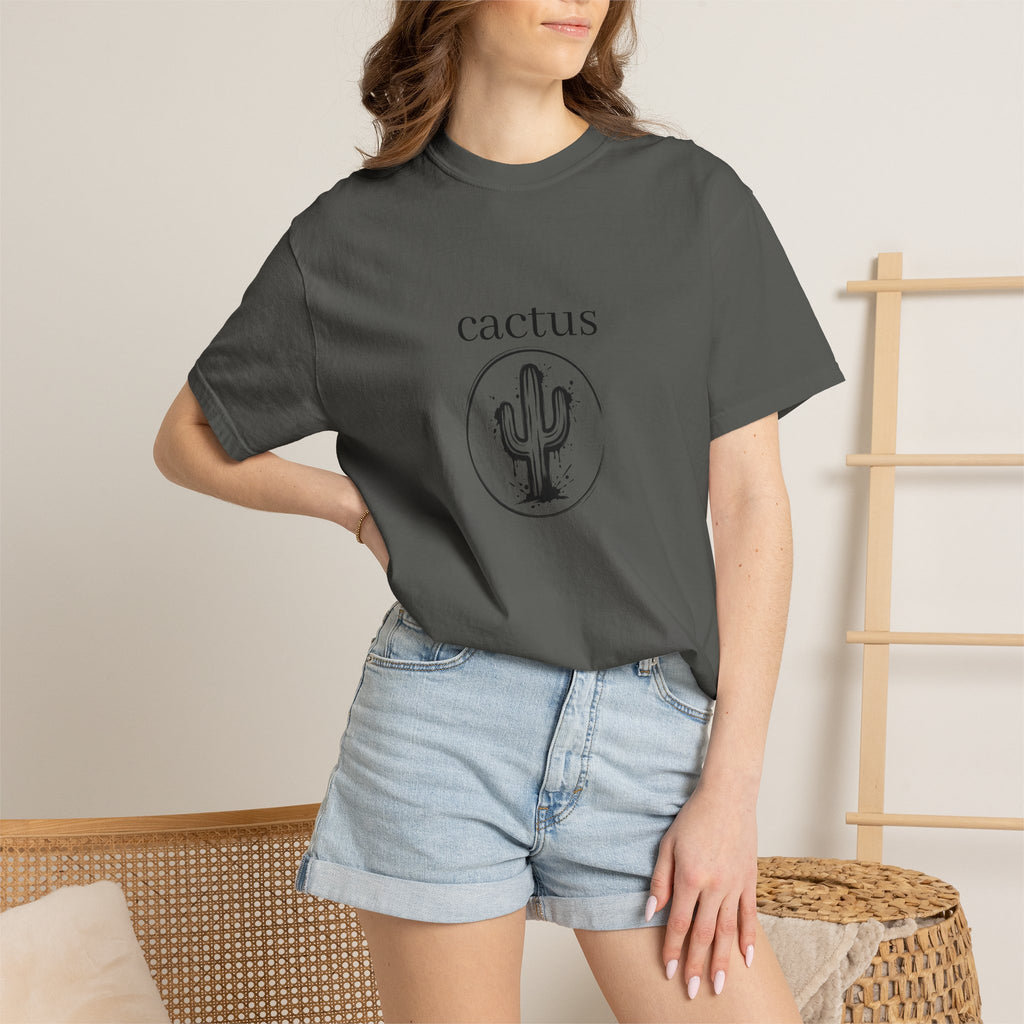 Cactus Graphic T-Shirt — Minimal Desert Tee with 'cactus' Text