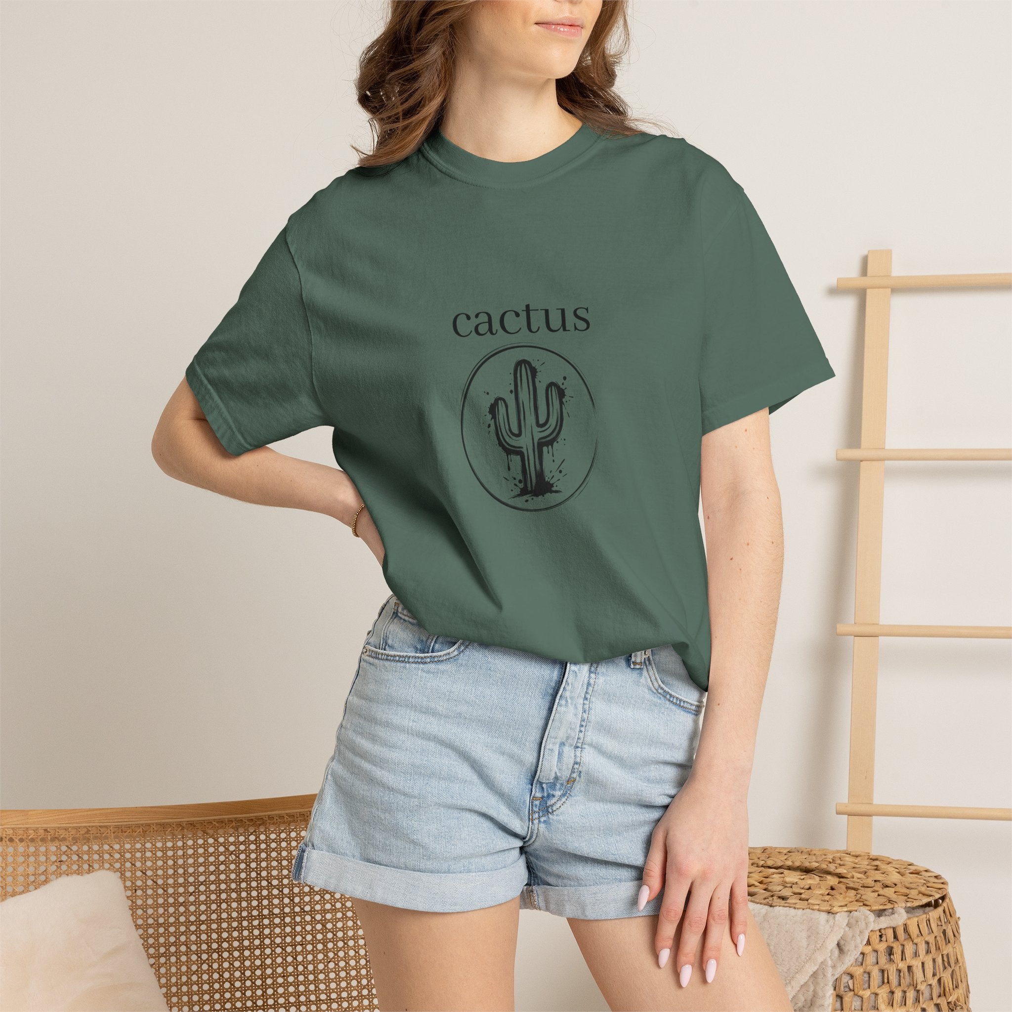 Cactus Graphic T-Shirt — Minimal Desert Tee with 'cactus' Text