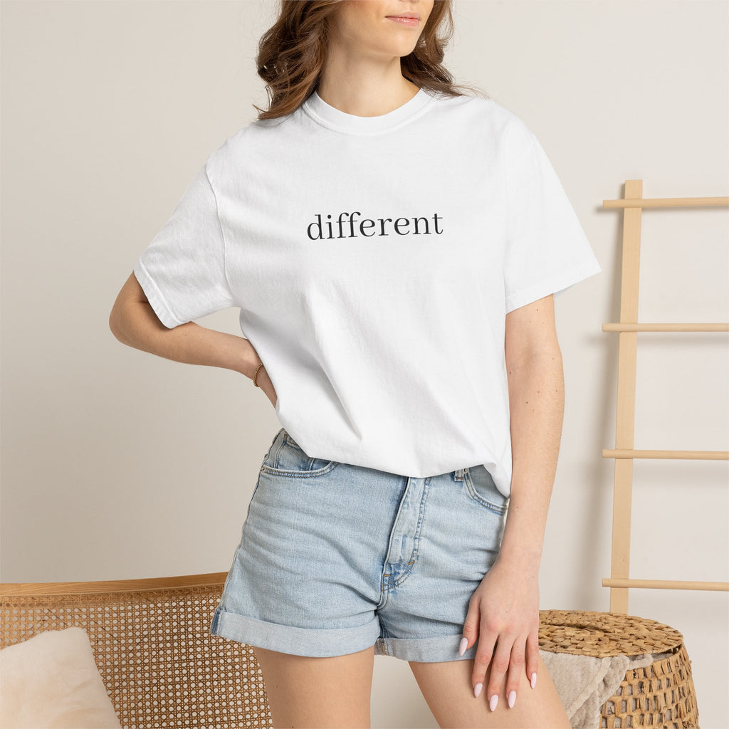 Different Minimalist Tee — 'different' Text Graphic T-Shirt
