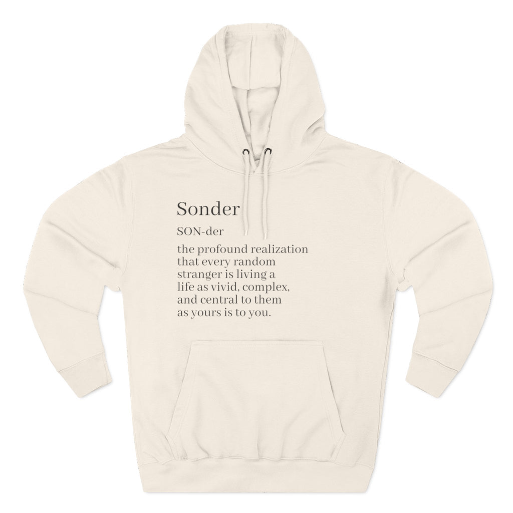 Sonder Definition Hoodie - Minimalist Typography Fleece Pullover