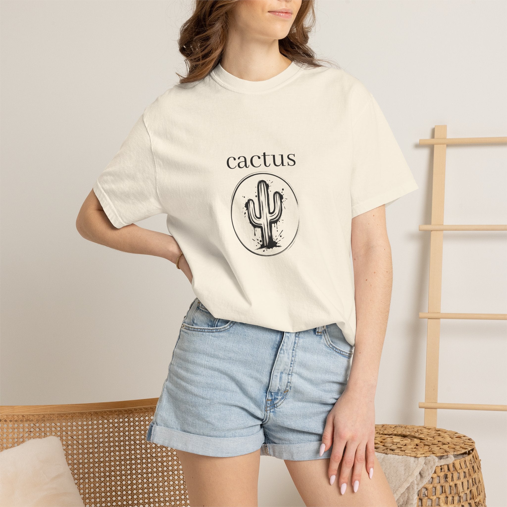 Cactus Graphic T-Shirt — Minimal Desert Tee with 'cactus' Text